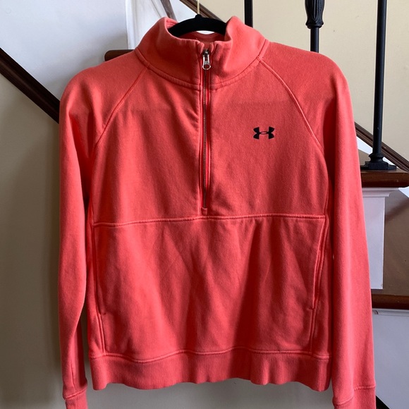 Under Armour 🔥 Coral 3/4 Zip Up Pullover Sweatshirt Sz XS - Picture 1 of 8